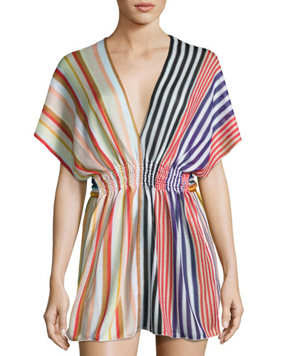 Striped Knit Beach Dress, Multi