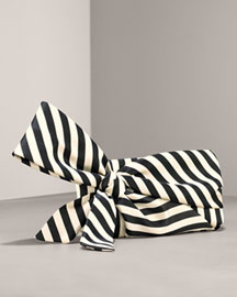 black and white striped bow clutch
