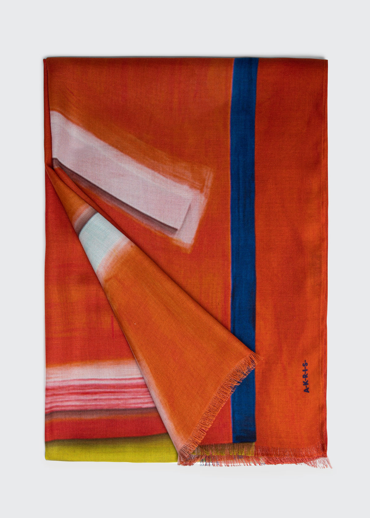 Akris Abstract-print Cashmere/silk Scarf In Orange Pattern