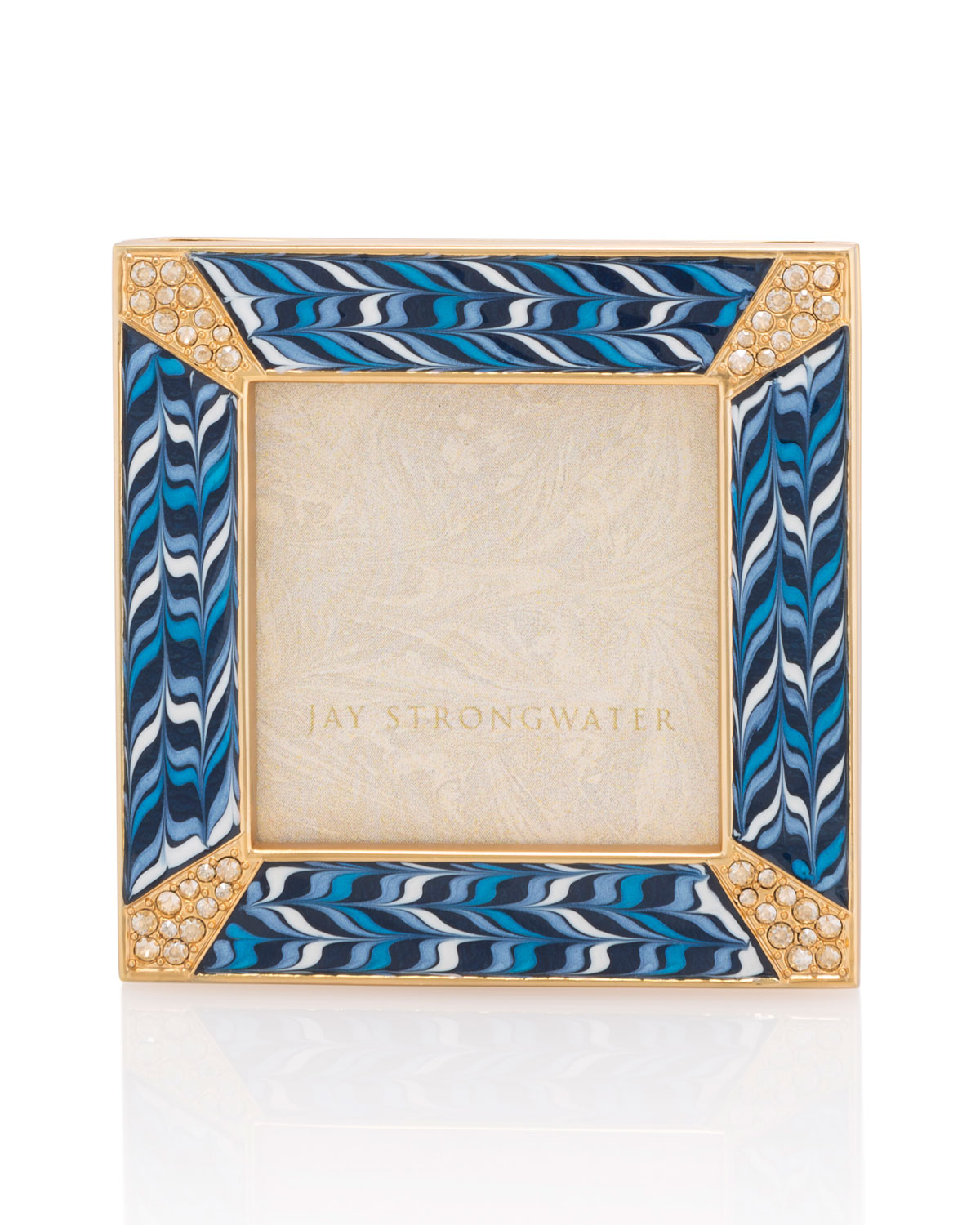 JAY STRONGWATER PAVE CORNER 2" SQUARE PICTURE FRAME, INDIGO,PROD136760033