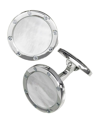 Jan Leslie ROUND MOTHER-OF-PEARL CUFF LINKS