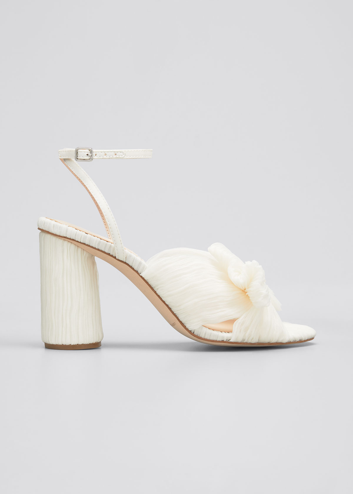 Shop Loeffler Randall Camellia Knot Ankle-strap Sandals In Pearl